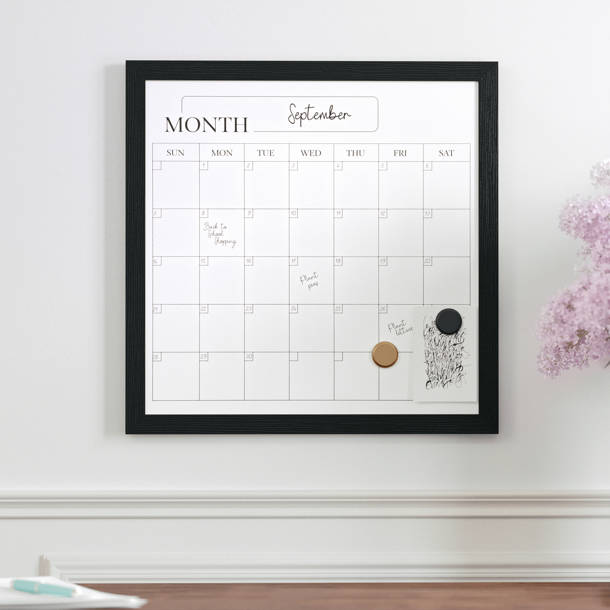 Latitude Run® Black/White Monthly Calendar Memo Dry Erase Board